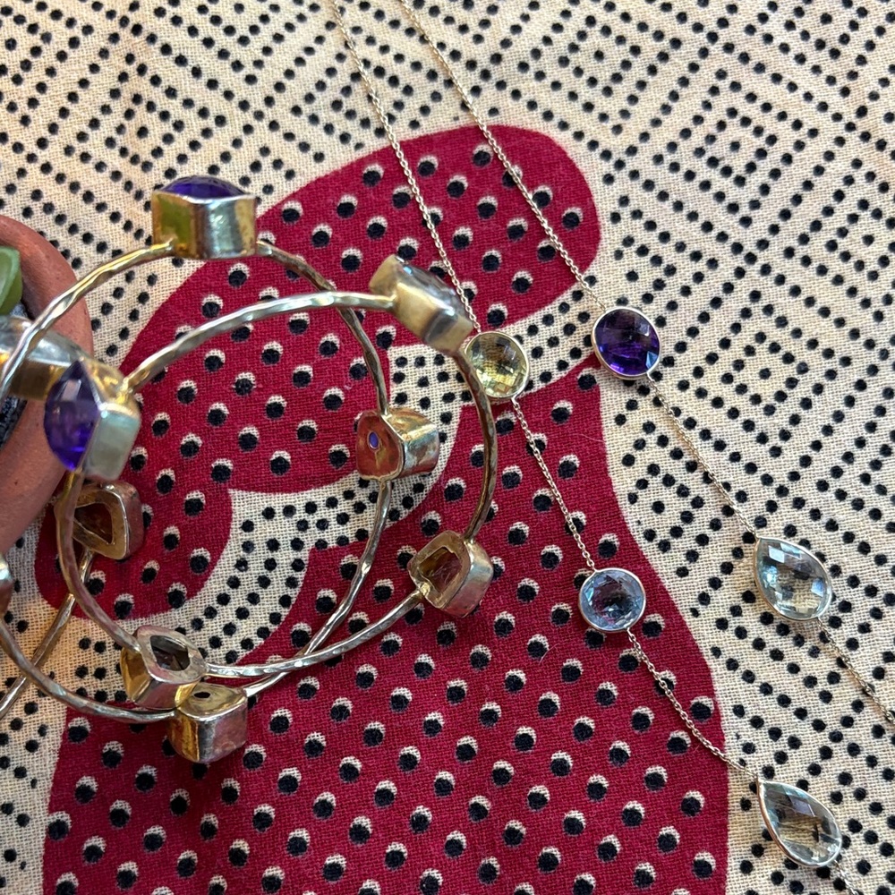 Colorful Gold Filled Gemstone Bracelet and Necklace Set